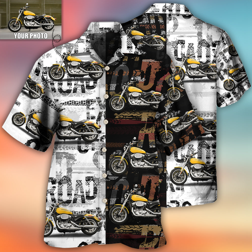 Motorcycle Personalized Photo Hawaiian Shirt Graphic Artwork Detail For Beach Days