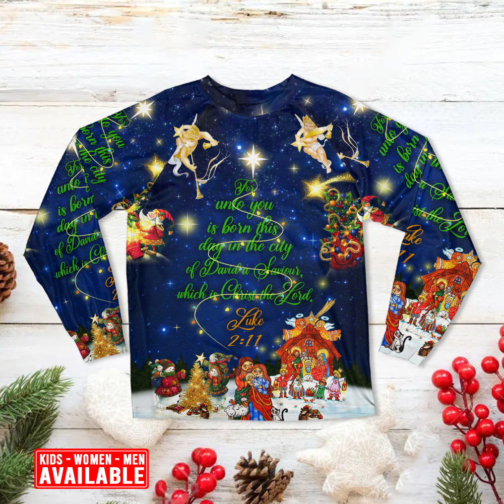 Nativity Christmas Celebration Long Sleeve Pajamas Set For Christmas Sleepwear And Family Lounging