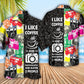 Coffee Photography Hawaiian Shirt Pattern Detail For Vacation Travel And Daily Wear