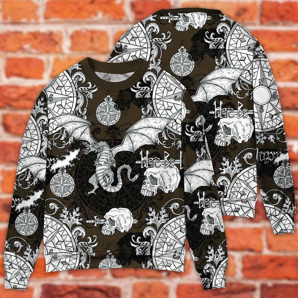 Flying Dragon Skull Gothic Sweater For Art Fans Travel Parties And Distinctive Casual Style
