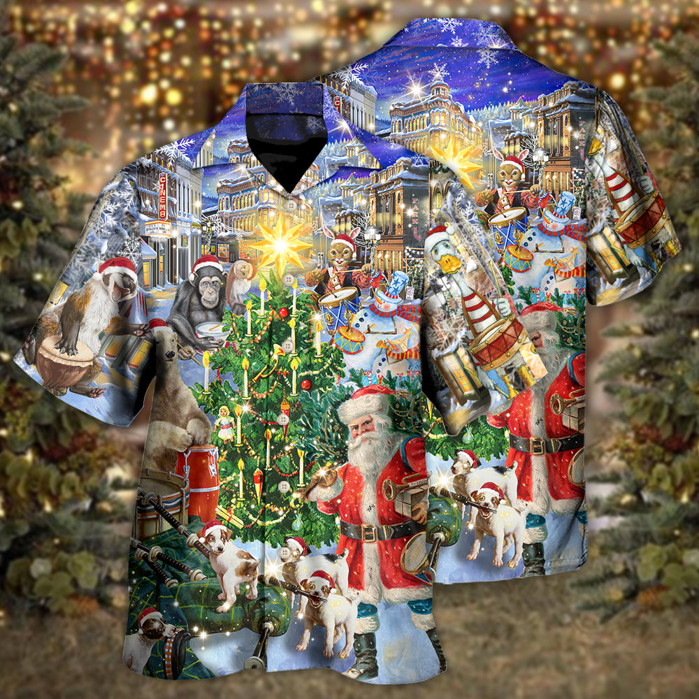 Drum Christmas Happiness Hawaiian Shirt For Coastal Adventures And Warm Weather Wear