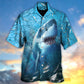 Shark Swims Baitfish Shoal Hawaiian Shirt Artwork View For Weekend Travel And Beach Style