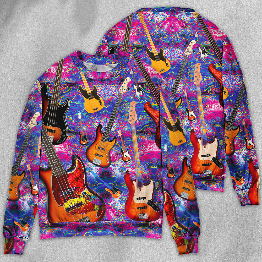 Purple Guitar Music Sweater For Rehearsals Weekend Outings And Expressive Casual Styling