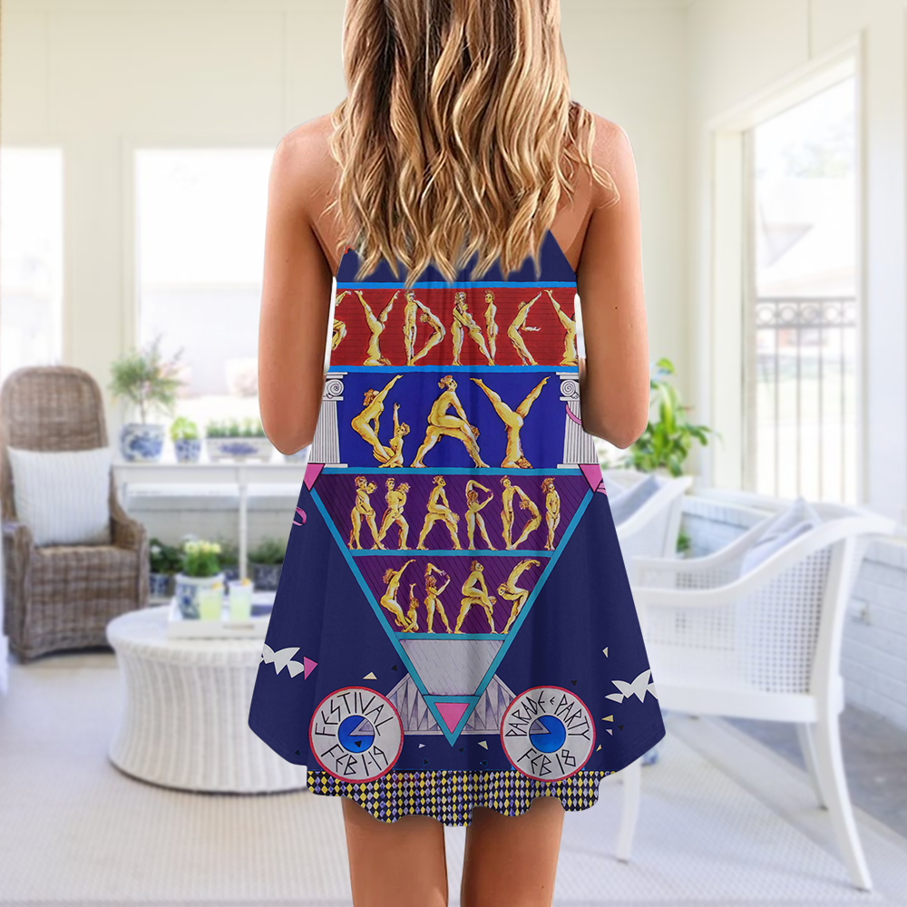 Pride Festival Vibes V-Neck Sleeveless Cami Dress For Vacations And Casual Warm Weather Wear