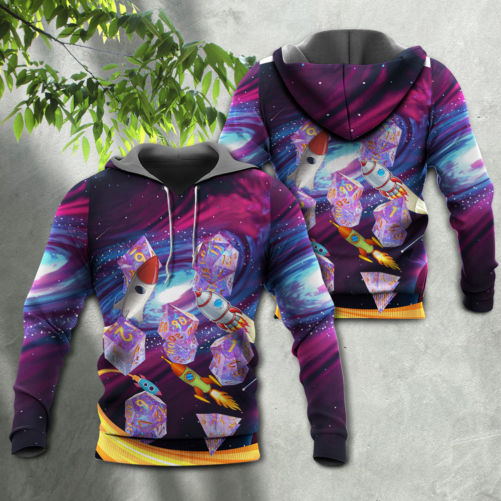 Galaxy Dice Space Adventure Theme Hoodie For Imaginative Art Fans Seasonal Events And Relaxed Style