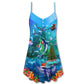 Christmas Whales Under The Sea V-Neck Sleeveless Cami Dress For Festive Events And Casual Summer Styling