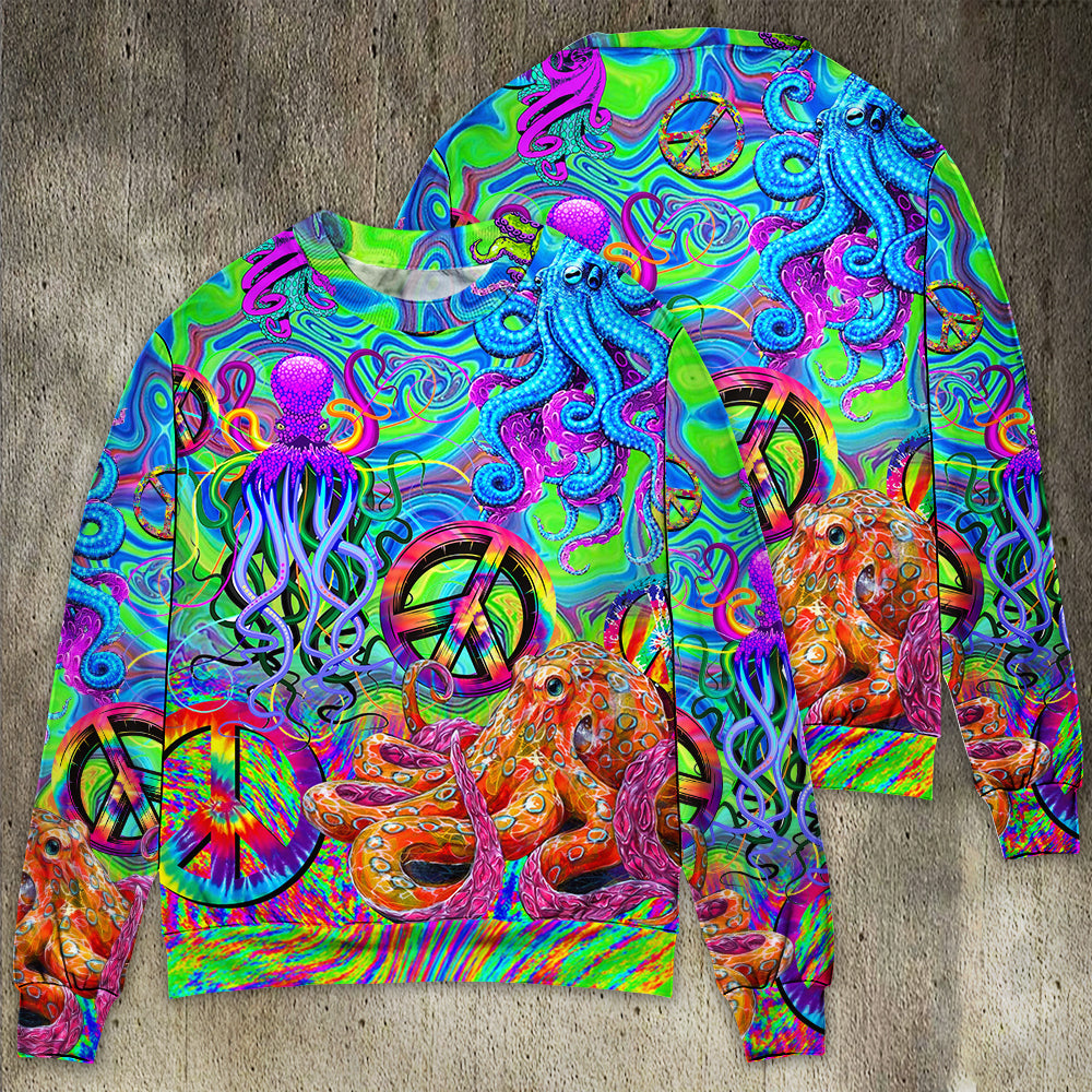 Hippie Funny Octopus Colorful Tie Dye Sweater For Colorful Outfits Weekend Events And Thoughtful Gift Giving