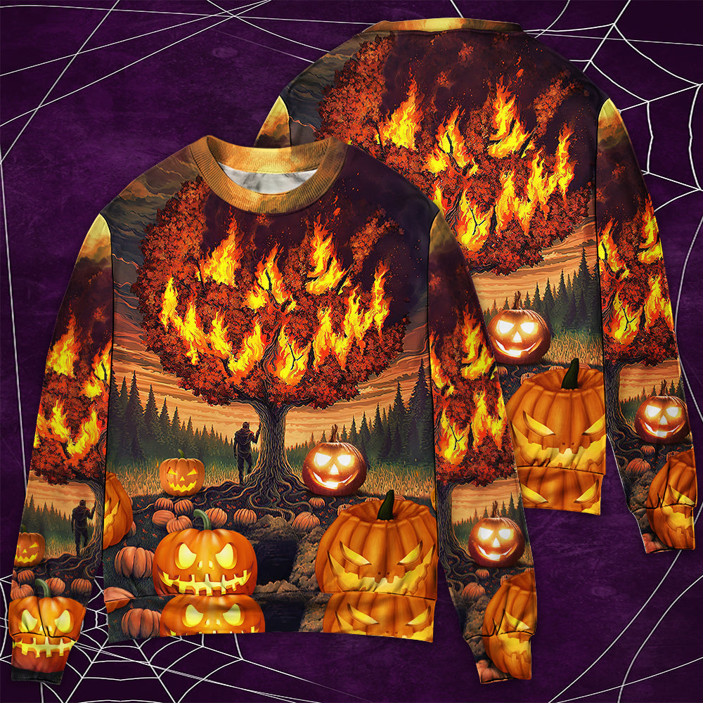 Halloween Pumpkin Wild Fantasy Sweater For Art Fans Travel Parties And Distinctive Casual Style