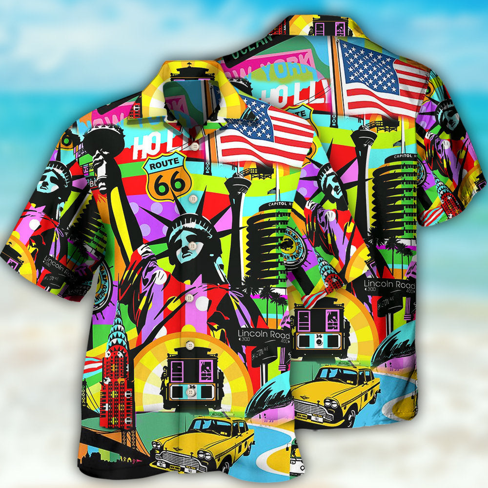 American Creative Pattern Hawaiian Shirt Artwork View For Island Holidays