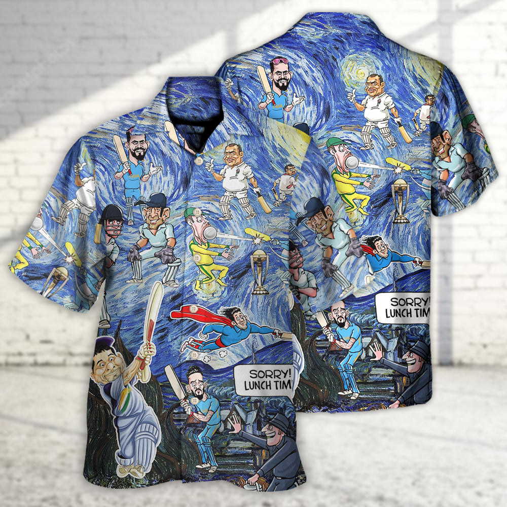 Funny Cricket Sport Play Amazing Hawaiian Shirt Pattern Detail For Summer Holidays And Outdoor Fun