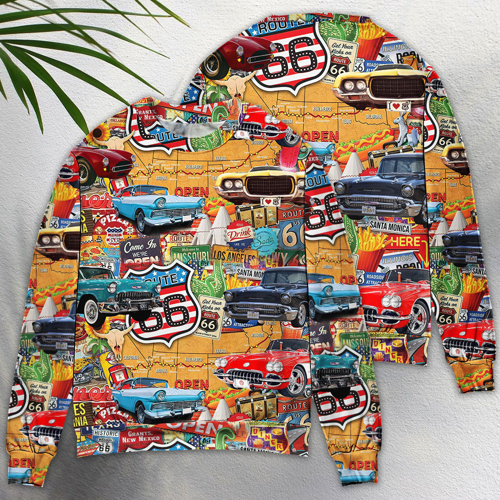 Vintage Highway Road Trip Sweater For Automotive Fans Travel Events And Relaxed Casual Wear
