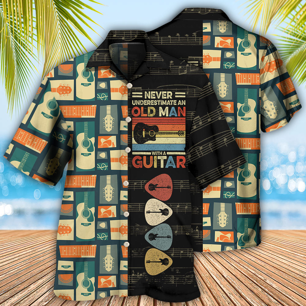 Guitar Creative Pattern Hawaiian Shirt Tropical Styling View For Vacation Style