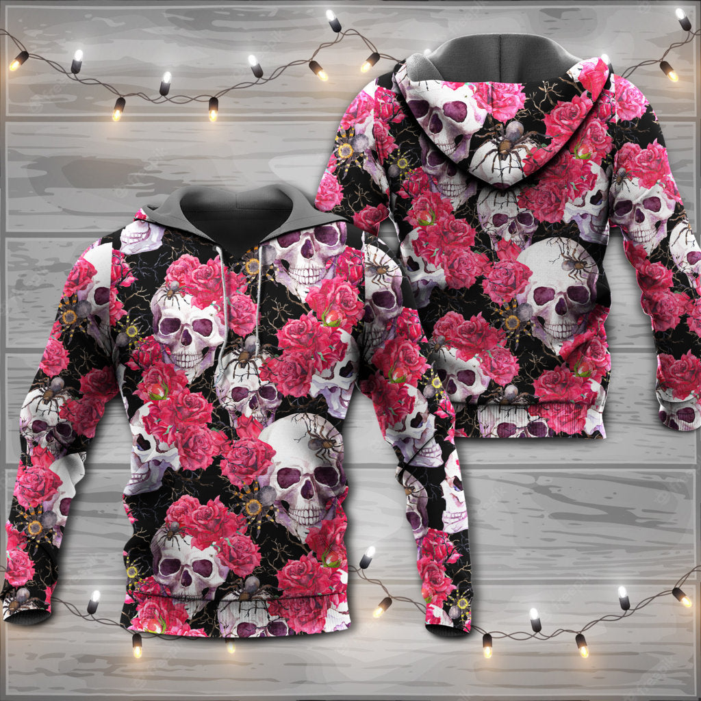 Gothic Skull Roses Artistic Hoodie For Dark Art Enthusiasts Weekend Outings And Thoughtful Gifting