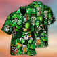 Irish Skull Patrick Green Glow Hawaiian Shirt Relaxed Style View For Summer Travel