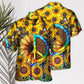 Bohemian Sunflower Peace Sign Hawaiian Shirt Artwork Detail For Tropical Trips And Casual Outings