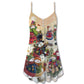 Snowman Couple Winter Love V-Neck Sleeveless Cami Dress For Festivals Travel And Relaxed Casual Summer Wear
