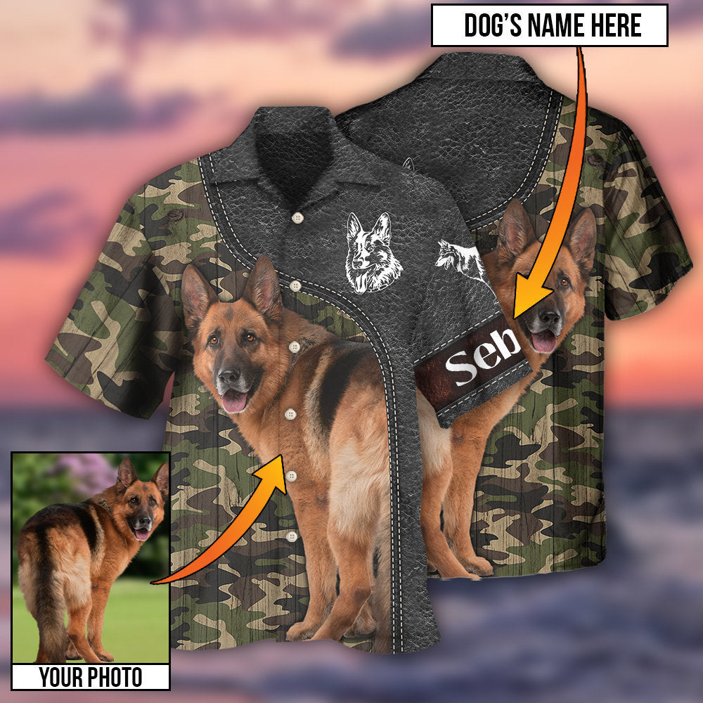German Shepherd Strong Dog Personalized Photo Hawaiian Shirt Button Front Artwork For Beach Days