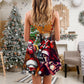 Skull Santa Merry Christmas V-Neck Sleeveless Cami Dress For Summer Events And Comfortable Everyday Style