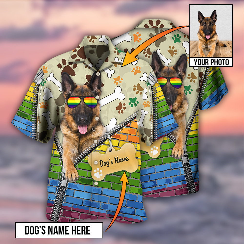 Dog German Shepherd Various Custom Photo Personalized Hawaiian Shirt Artwork View For Weekend Travel And Beach Style