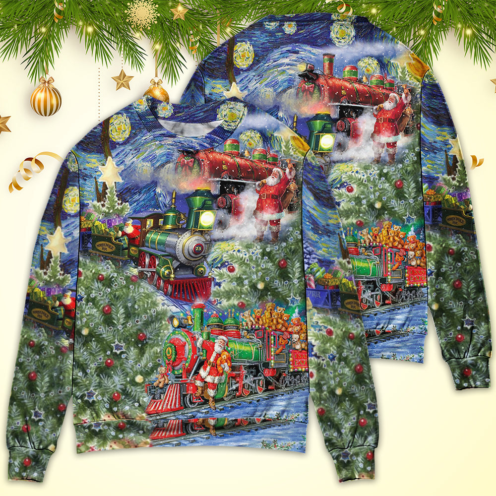 Christmas Gift Train Arrives At The Wharf Sweater For Festive Family Events Casual Wear And Holiday Gift Giving