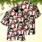 Cute Christmas Penguin Holiday Hawaiian Shirt Pattern Detail For Casual Outings