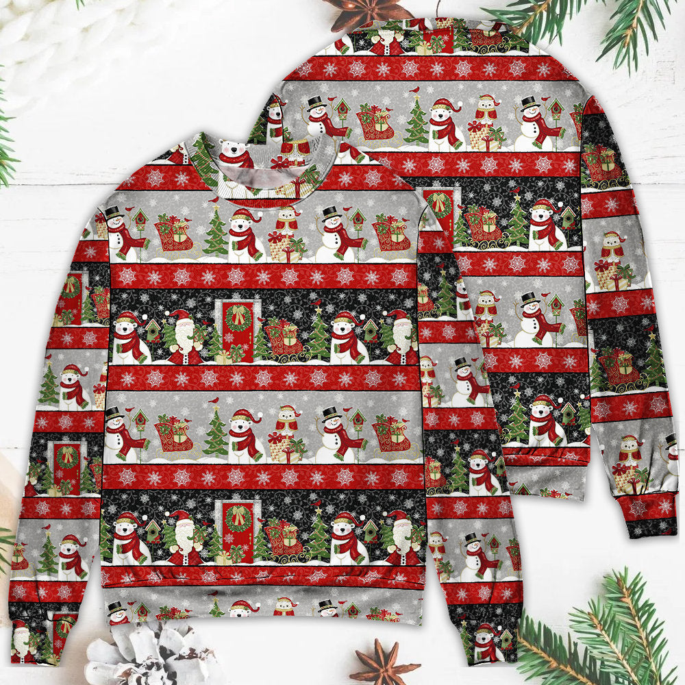 Christmas Santa And Snowman Happy Xmas Sweater For Winter Parties Seasonal Adventures And Relaxed Everyday Styling