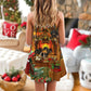 Dachshund Love Home Christmas V-Neck Sleeveless Cami Dress For Festive Events And Casual Summer Styling