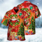 Red Christmas Drinking Tree Light Hawaiian Shirt Design Detail For Beach Days And Holiday Travel