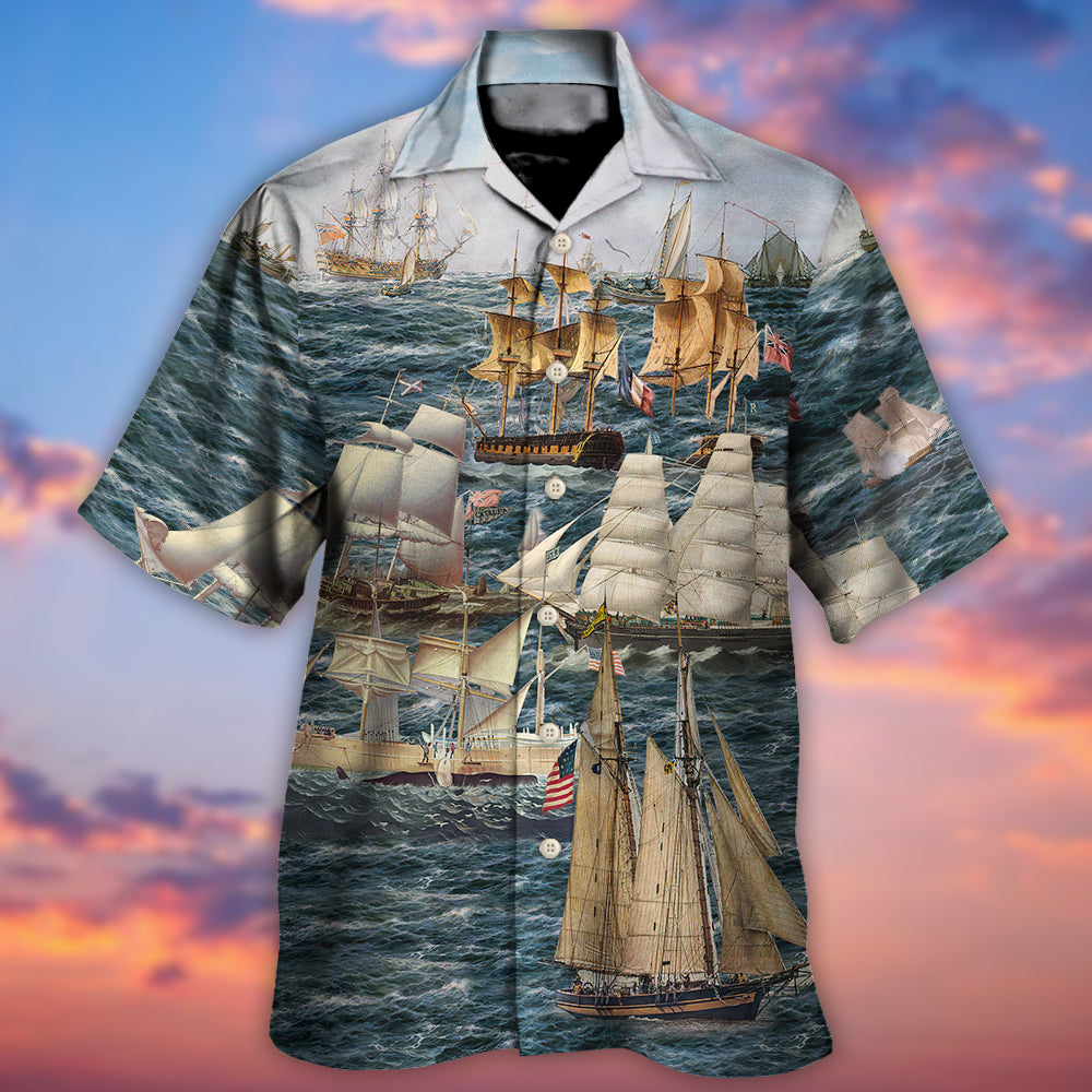 Sail Ships Festival Hawaiian Shirt Artwork View For Coastal Escapes And Resort Style