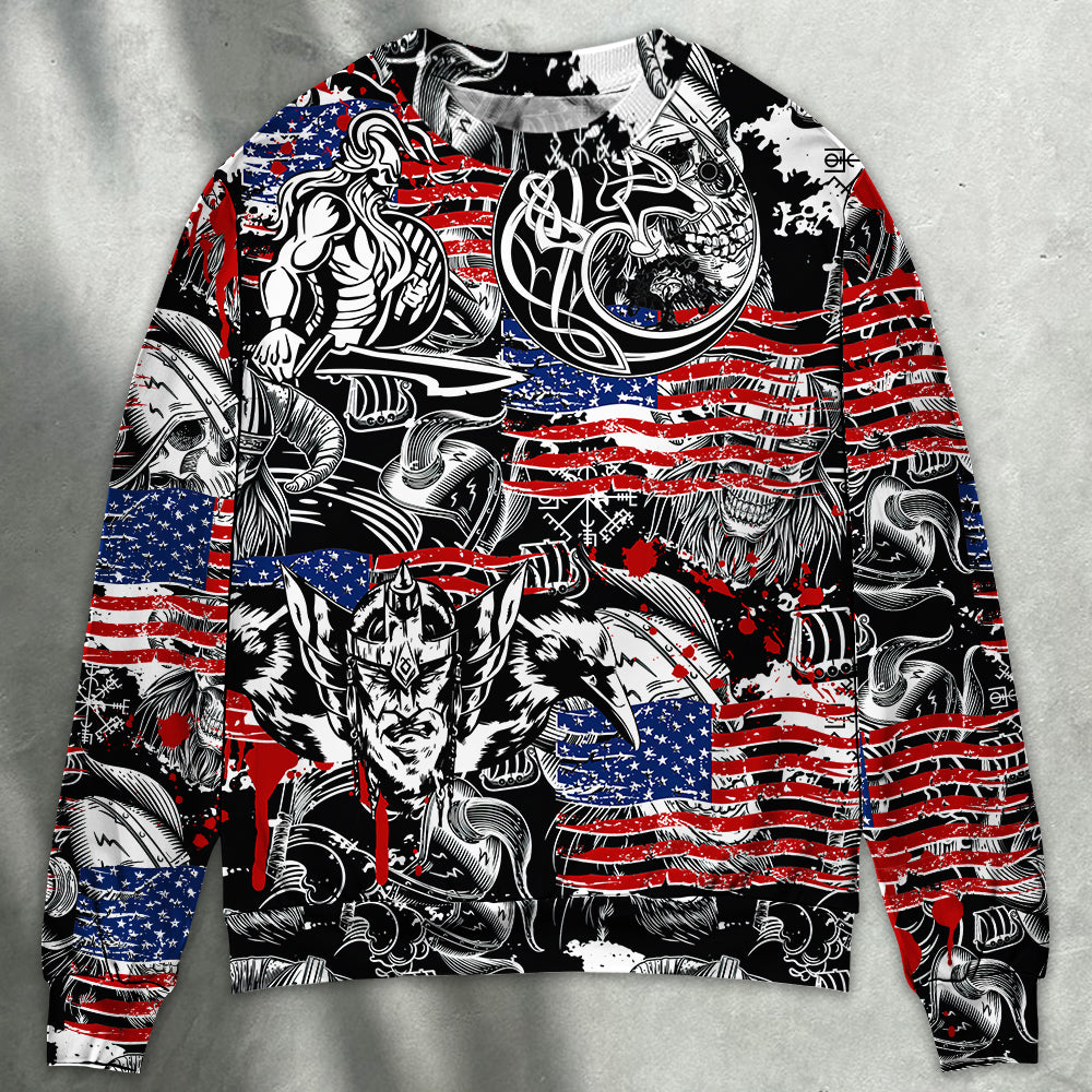 Viking Independence Day Warrior And Wolf Sweater For Historical Events Travel And Comfortable Everyday Wear