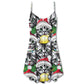 Christmas Meowy Cat Lover V-Neck Sleeveless Cami Dress For Festive Gatherings Travel And Casual Holiday Styling