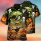 Halloween Crazy Pumpkin Ghost Hawaiian Shirt Design View For Warm Weather Events