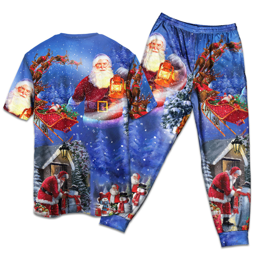 Merry Christmas Santa Holiday Arrival Short Sleeve Pajamas Set For Christmas Mornings And Relaxed Lounging