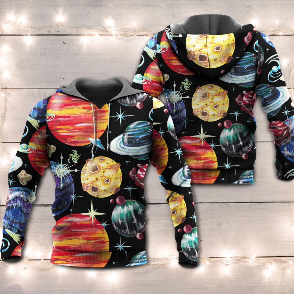 Black Planet Cosmic Hoodie For Comfortable Daily Outfits Holidays And Casual Wear