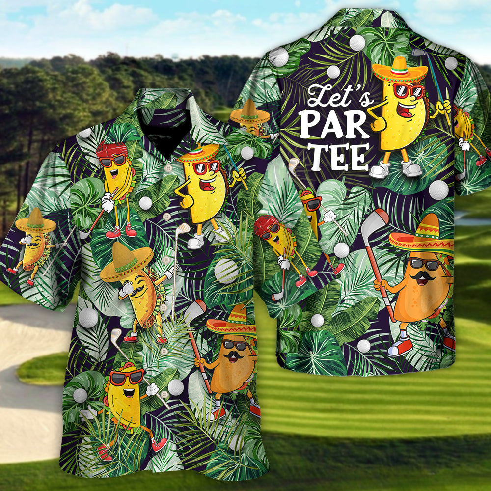 Tropical Funny Golf Taco Hawaiian Shirt For Coastal Travel, Casual Events, And Comfortable Summer Wear