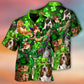 Irish Cat Patrick Green Glow Hawaiian Shirt Graphic Artwork Detail For Outdoor Gatherings