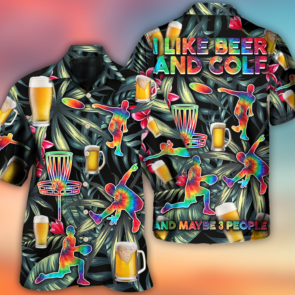 Tropical Floral Beer Disc Golf Tie Dye Hawaiian Shirt Artwork View For Coastal Escapes And Resort Style