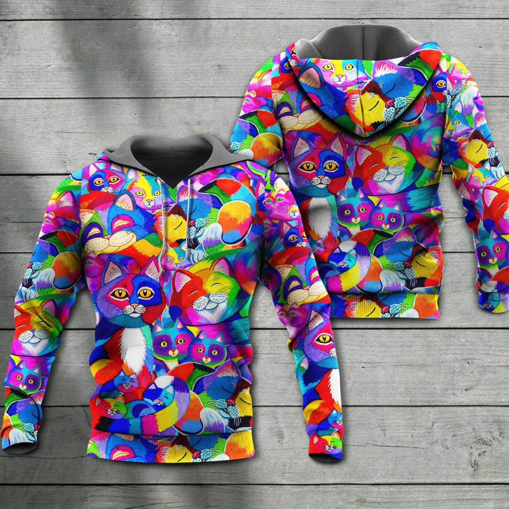 Colorful Cat Rainbow Hoodie For Pride Festivals Community Events And Colorful Everyday Style