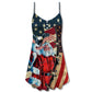 Christmas Patriotic Santa Style V-Neck Sleeveless Cami Dress For Festivals Travel And Relaxed Casual Summer Wear