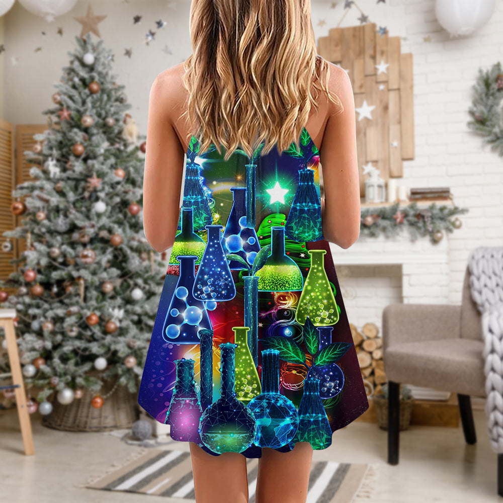 Chemistry Magic Real Science Christmas V-Neck Sleeveless Cami Dress For Festive Events And Casual Summer Styling