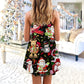 Joyful Santa Snowman V-Neck Sleeveless Cami Dress For Festive Events And Casual Summer Styling