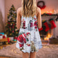 Santa Snowman Animal Joy V-Neck Sleeveless Cami Dress For Holiday Parties And Relaxed Vacation Wear