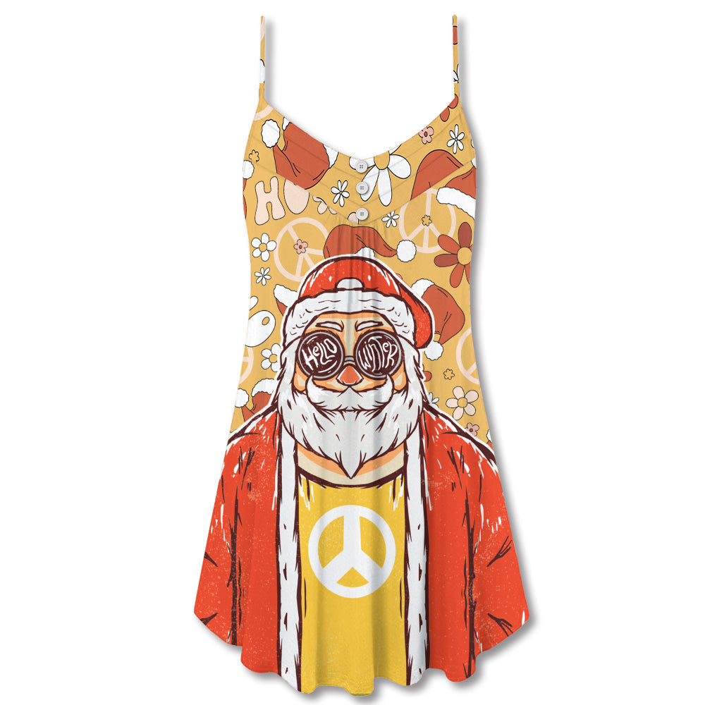 Groovy Santa Holiday V-Neck Sleeveless Cami Dress For Summer Events And Comfortable Everyday Style