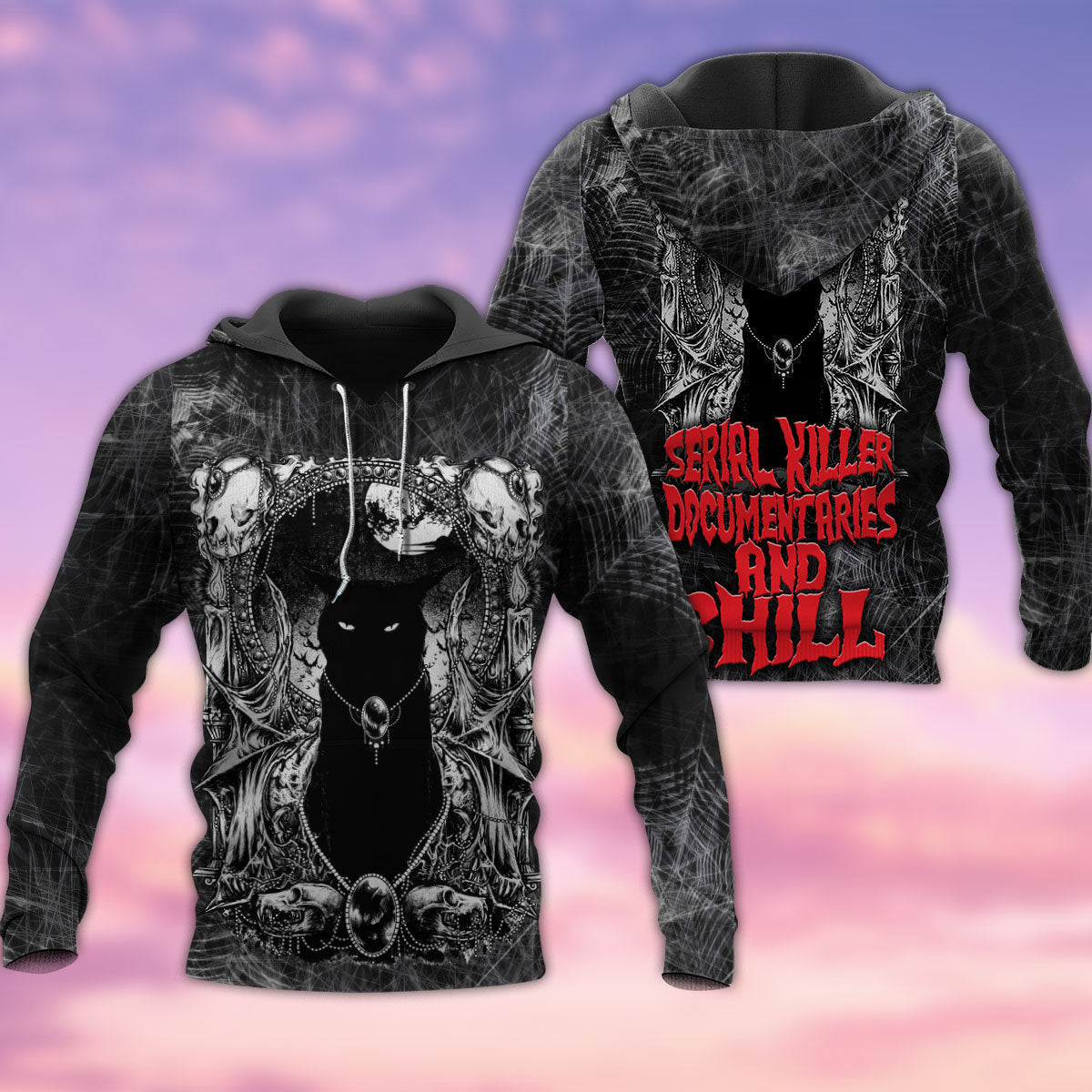 Black Cat Spooky Movie Night Hoodie For Spooky Season Events Everyday Wear And Gift Ideas