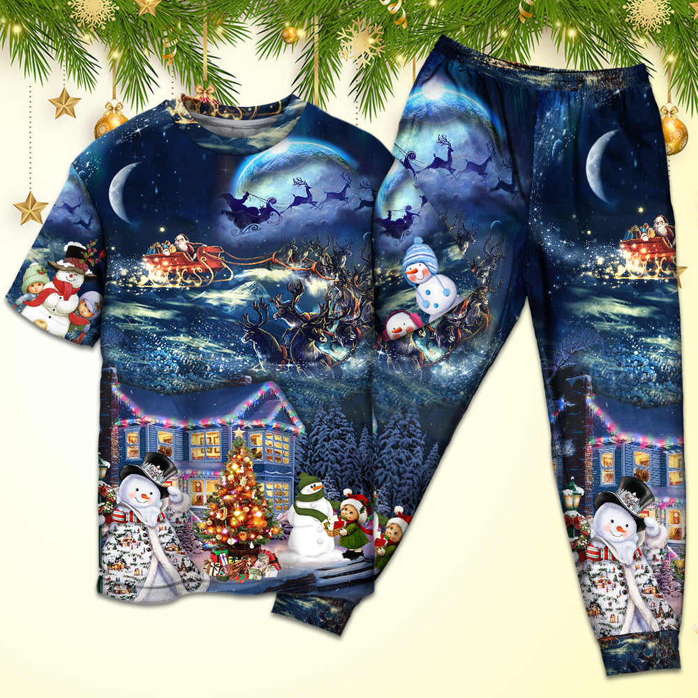 Santa Family Holiday Love Short Sleeve Pajamas Set For Christmas Sleepwear And Family Lounging