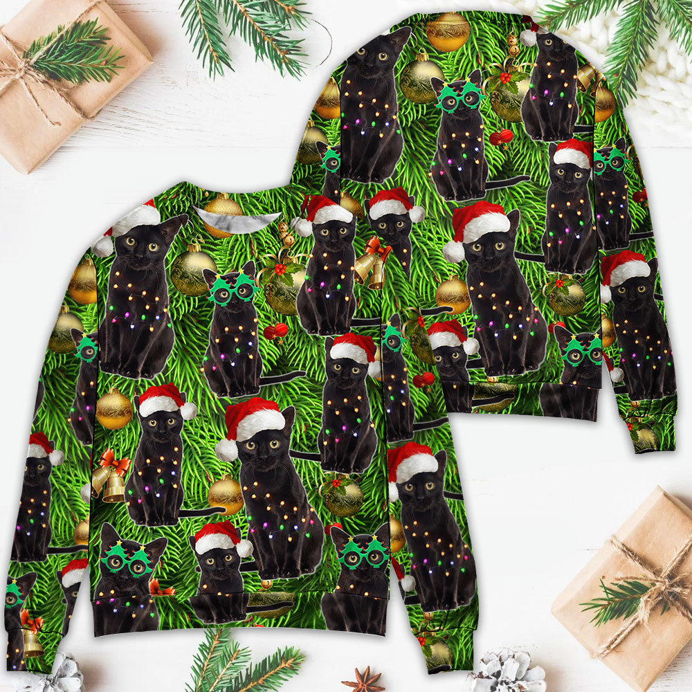 Black Cat Christmas Merry Xmas Sweater For Festive Family Events Casual Wear And Holiday Gift Giving