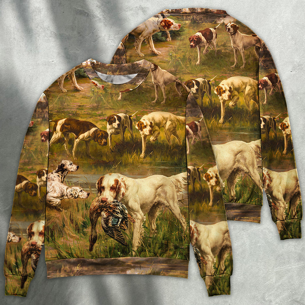 Hunting Dog And Duck Sweater For Playful Everyday Outfits Travel And Comfortable Daily Wear