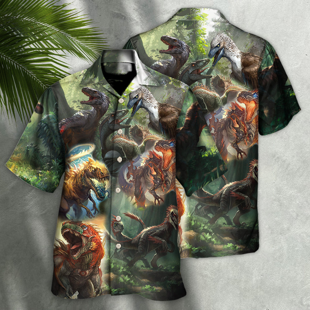 Dinosaur Roar Jungle Hawaiian Shirt Artwork View For Resort Wear