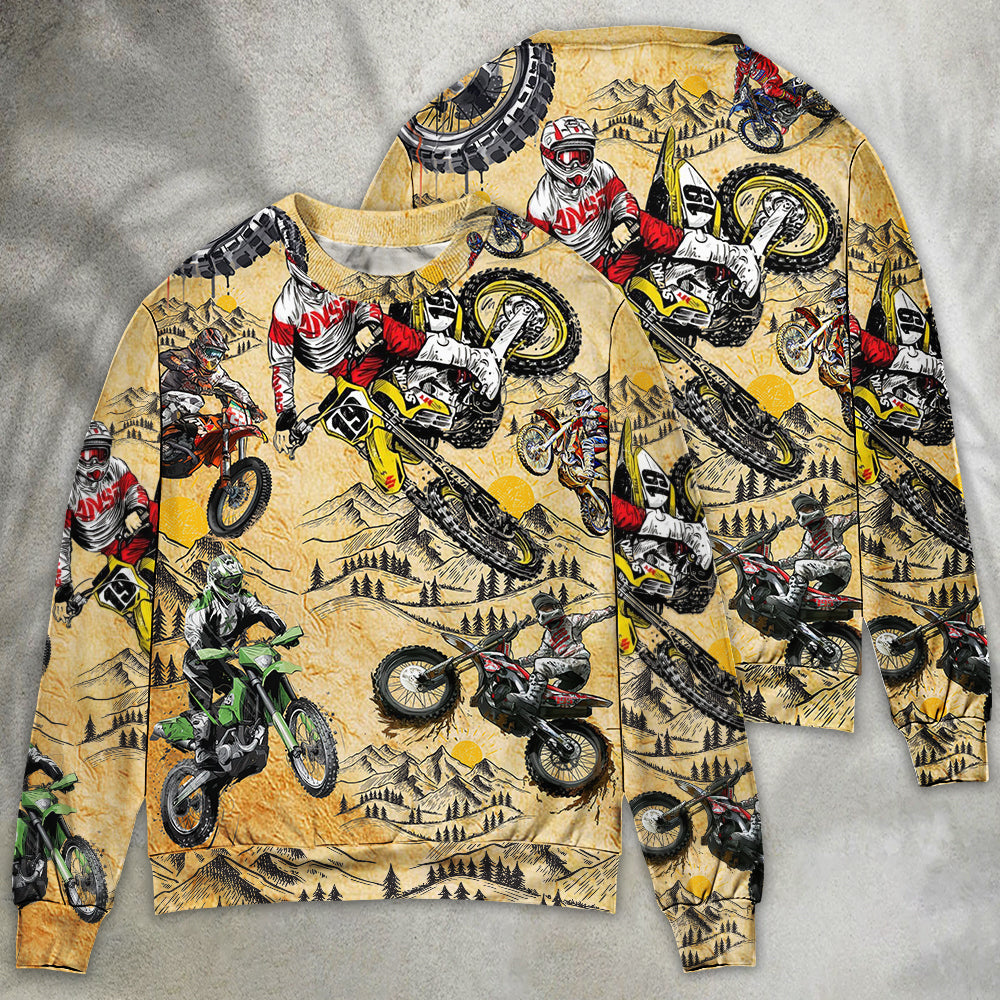 Motocross Biker Vintage Sweater For Automotive Fans Travel Events And Relaxed Casual Wear