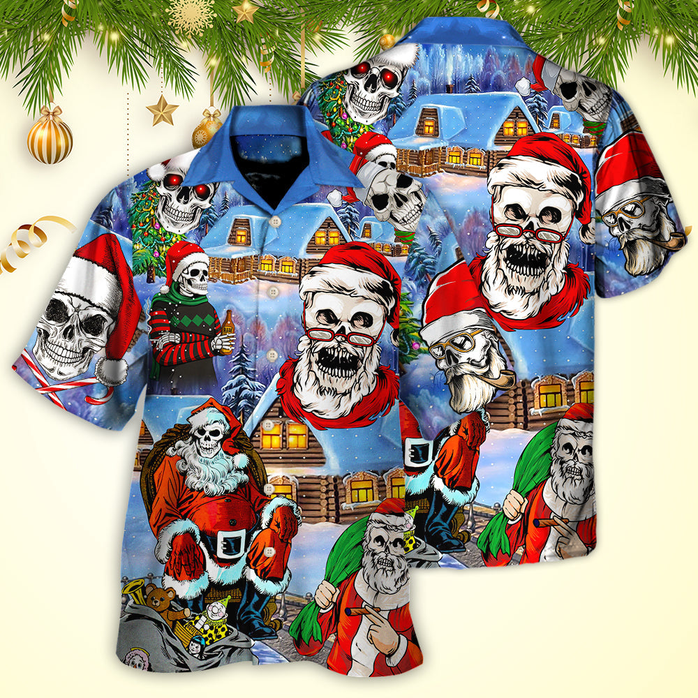 Christmas Santa Town Hawaiian Shirt Tropical Styling View For Beach Days